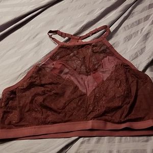 Torrid Dusty Plum High Neck Lace Mesh Bralette